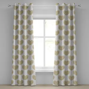 Штора на люверсах ABAKUHAUS в форме сердца, декоративная композиция из цветочных листьев, романтический узор, фон в оттенках серого, декоративные двухпанельные шторы, 280 см x 245 см, цвет песочно-коричневый, светло-серый