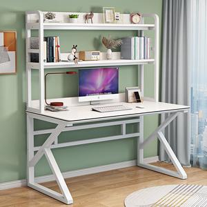 Компьютерный стол Xinmeikai 120x60 см, белая рама + белый полосатый, для дома и учебы, с полкой
