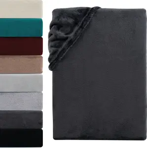 Зимняя простыня на резинке, плюшевая, 180-200 x 200-220 см, теплая на ощупь кашемировая, подходит для водяных кроватей и кроватей с пружинным блоком, цвет антрацитовый Visaggio