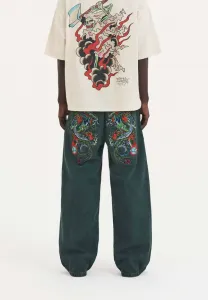 Джинсы прямого кроя «огненный шар дракон» Ed Hardy, Green