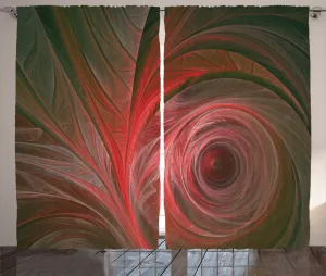 Штора ABAKUHAUS Фрактальная рустик, с закрученными изогнутыми прожилками листьев, универсальная ленточная штора для гостиной с петлями и крючками, 280 x 225 см, кораллово-красный Abakuhaus