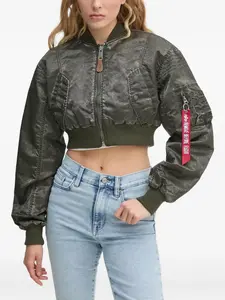 Укороченный бомбер на молнии Alpha Industries, зеленый