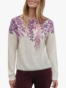 Свитер из чистого кашемира с листовым цветочным принтом Pure Collection, Purple/Multi