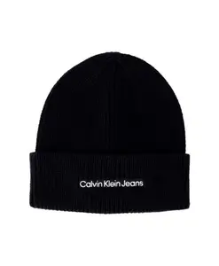 Черная хлопковая шапка-бини Calvin Klein Jeans, черный