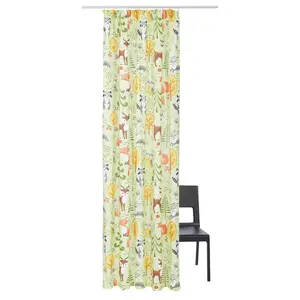 Моя домашняя гардина Лесные животные с утяжкой, 1 шт., детская гардина, с односторонней печатью, полупрозрачная My Home, зеленый