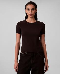 Женская футболка из технологичного трикотажа приталенного кроя Calvin Klein Jeans, Black