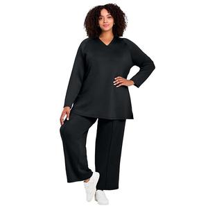 Женский топик с V-образным вырезом Plus Size Avenue, Black
