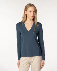 Женский свитер из вискозы с V-образным вырезом Naulover, синий
