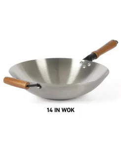 Вок Sangerfield из углеродистой стали, 36 см, с деревянными ручками Oster, нержавеющая сталь