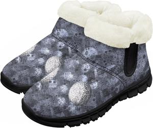 Девочки Мальчики Ботинки Детские Снег Зимние Ботинки Для Улицы На Щиколотку Теплые Без Шнуровки С Искусственным Мехом Легкая Обувь Chririnla, Cracked Ball