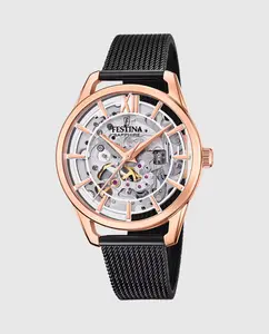Женские часы F20628/3 Автомат черные стальные Festina