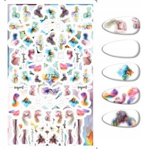 Наклейки для дизайна ногтей с акварельными узорами F-773, Frezarkowo