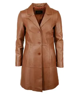 Кожаное пальто JCC "ИК14-2", коричневый