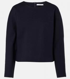Топ из смесовой шерсти и хлопка Girello Max Mara, Blue Navy