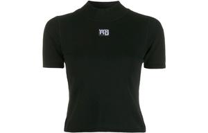 Футболка с высоким воротом и логотипом Alexander Wang, черная