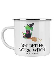 Кружка для кофе Ведьма на Хэллоуин с белой надписью Mr. & Mrs. Panda