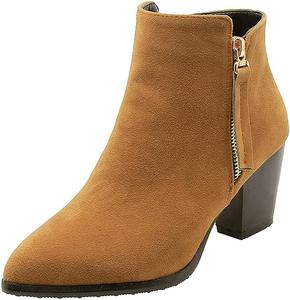 Женские ботильоны с заостренным носком, средней высоты каблук-блок, боковая молния, удобные для ходьбы COMFASH, Yellow