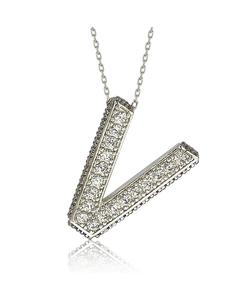 Кулон Suzy Levian из стерлингового серебра с сапфиром в виде объемной буквы V Suzy Levian New York, V