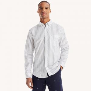 Мужская классическая рубашка Nautica из непромокаемой клетчатой ​​ткани, цвет bright white