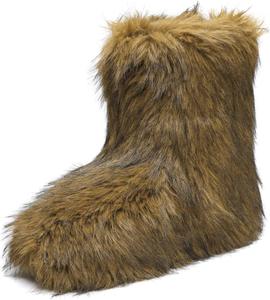 Женские сапоги из искусственного меха, зимние ботильоны средней высоты, плюшевые замшевые зимние ботинки, плоская обувь для улицы и дома FULORIS, Brown