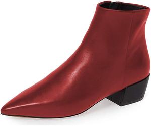 Женские ботильоны YDN с заостренным носком, низкий каблук, удобные зимние ботинки для прогулок, Red-Pu