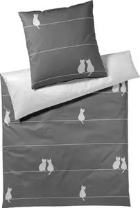 Элегантный комплект постельного белья из сатина Мако You & Me, цвет антрацит, размер 135х200+80х80 Elegante