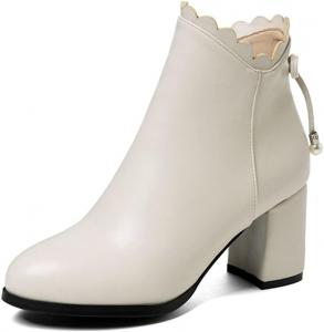 Женские элегантные ботильоны VOKLIN с круглым носком, бантом и высокой массивной подошвой на молнии, короткие ботинки, White-Velvet Lined