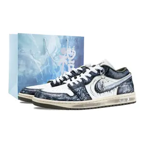 Air 1 Bleach Abrasion Resistant низкие кеды Vintage Basketball Shoes Unisex Gothic Jordan, серебро