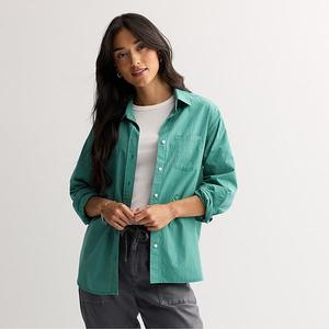 Повседневная рубашка на пуговицах Petite Sonoma Goods For Life, Green White Stripe