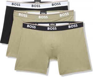 BOSS мужские боксеры с ярким логотипом, 3 шт, разноцветные, Kalamata Green/Black/Kalamata Green
