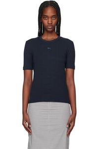 Футболка в рубчик Blue Baby Fox облегающая Maison Kitsuné