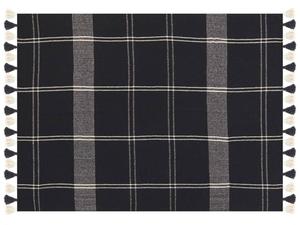 Мягкое одеяло Beliani KULAC, черный - белый - натуральное волокно - 130 x 1 x 170 см