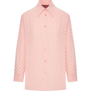 GG жаккардовая шелковая рубашка GUCCI, розовый