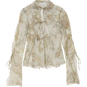 Полупрозрачная блуза с цветочным принтом Acne Studios, светло-бежевый