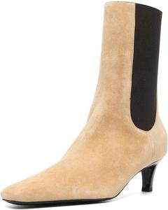 Женские ботильоны XYD с эластичной пяткой, низким каблуком и квадратным носком, короткие ботинки на каждый день и для торжественных случаев, Beige