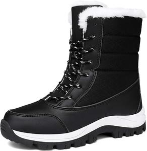Мужские и женские зимние снегоступы, водонепроницаемые, с теплой флисовой подкладкой, зимние походные ботинки до щиколотки, противоскользящие, подходят для холодной погоды, прогулок, работы и спорта Generic, черный