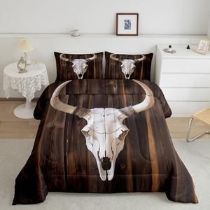 Erosebridal Комплект постельного белья Hunting Deer в деревенском стиле с принтом оленя, мягкий и дышащий, коричнево-белый, Brown White