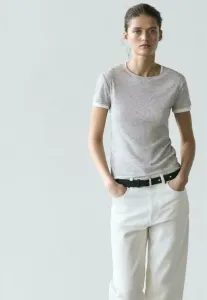 Футболка с коротким рукавом и двойной базовой отделкой Massimo Dutti, Grey