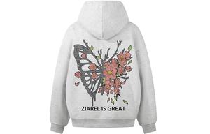 Толстовка Unisex Hooded Moderate Heavyweight ZIAREL, белый heather серый