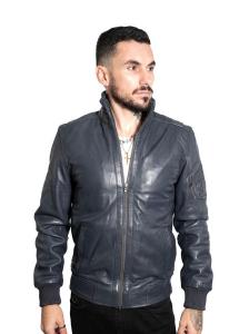 Бомбер уни из кожи adana Infinity Leather, синий