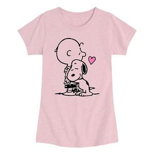 Футболка с принтом Snoopy и Charlie Brown для девочек 7-16 Licensed Character, Heather Pink
