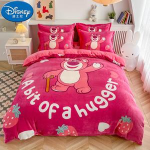 Disney Комплект постельного белья 1,5 м, 4 предмета, пододеяльник 200x230 см, безворсовый, антистатик, Heart Strawberry Bear BW