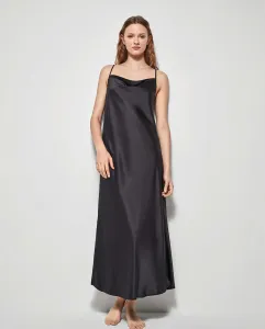 Длинная атласная ночная рубашка Gisela, черный