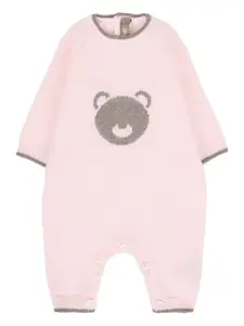 Комбинезон из натуральной шерсти с рисунком «медведь-интарсия» Little Bear, розовый