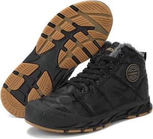 Мужские зимние ботинки для снега, полностью с меховой подкладкой, на молнии и шнуровке, водонепроницаемые, удобные, легкие снежные кроссовки с пушистой отделкой Generic, черный