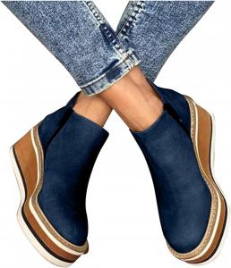 Женские ботильоны ZBYY Oxford с круглым носком на платформе и танкетке, кроссовки на каждый день, зимние ботильоны для женщин, Bule