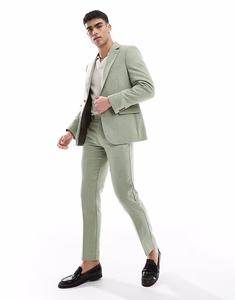 Узкие брюки из шерстяной смеси зеленого цвета Asos Design