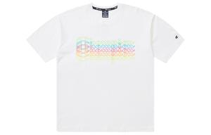 Футболка унисекс Champion, черная (вертикальные полосы на спине с наложенным логотипом)