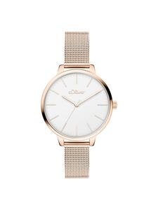 s.Oliver Вневременные наручные часы с сетчатым ремешком цвета розового золота