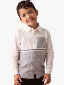 Детская хлопковая рубашка с цветными блоками в полоску Angel & Rocket, Grey